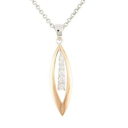Rose Gold Plated Marquis Slide w/Cubic Zirconias - Click Image to Close